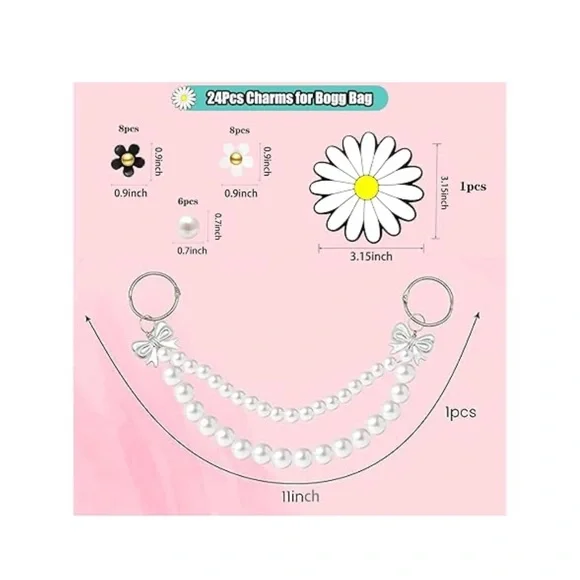 Bogg Bag Charms - Set of 24 - Daisy & Pearl - NEW - Picture 2 of 3